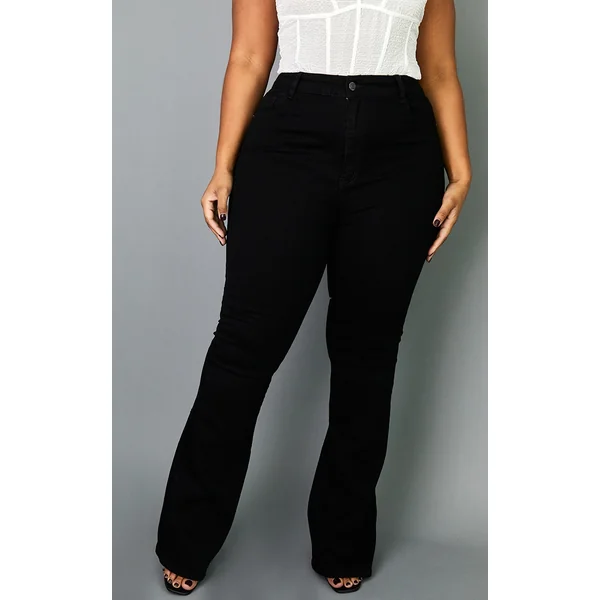 Plus Black Flare Denim Jeans