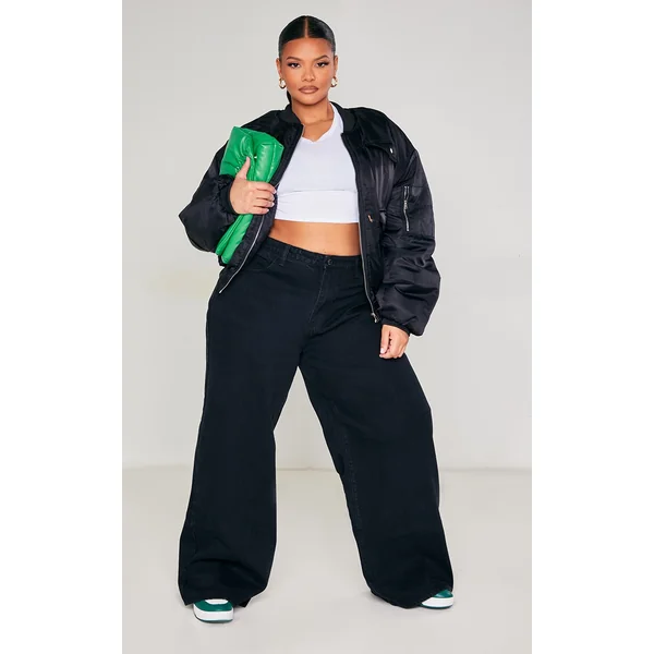 Plus Black High Waist Faded Boyfriend Jeans