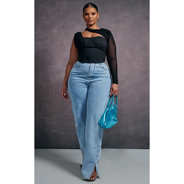 Plus Black Mesh Corset Top