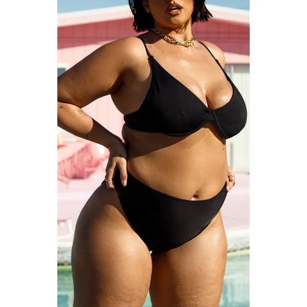 Plus Black Mix & Match High Waist Bikini Bottoms