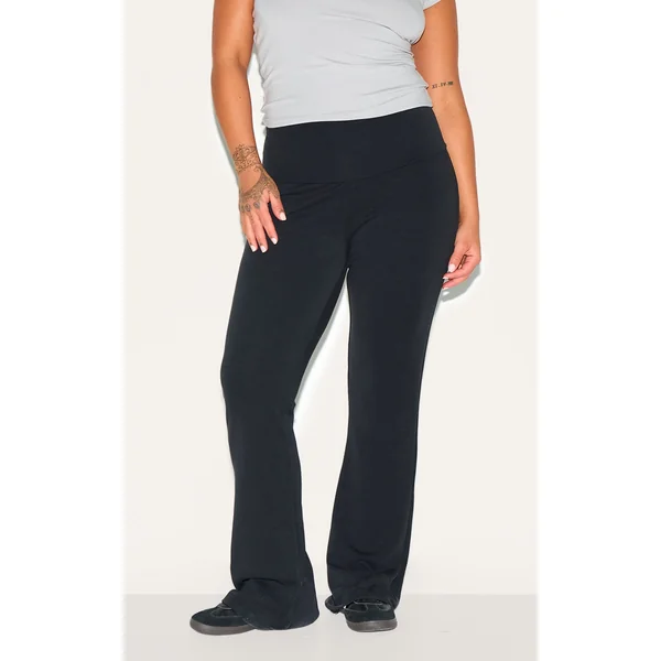Plus Black Premium Foldover Soft Touch Yoga Flares