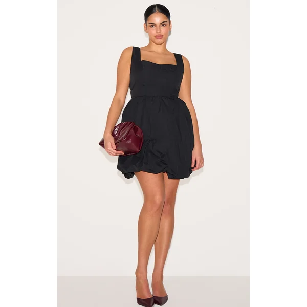 Plus Black Puffball Mini Dress