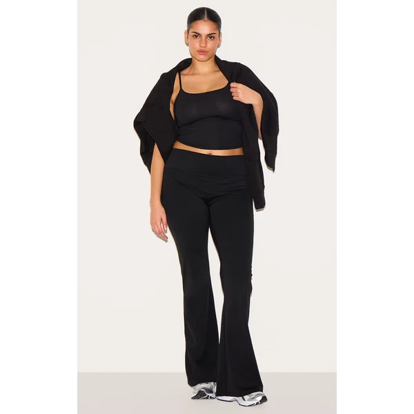 Plus Black Sculpt High Waist Flare Yoga Pants