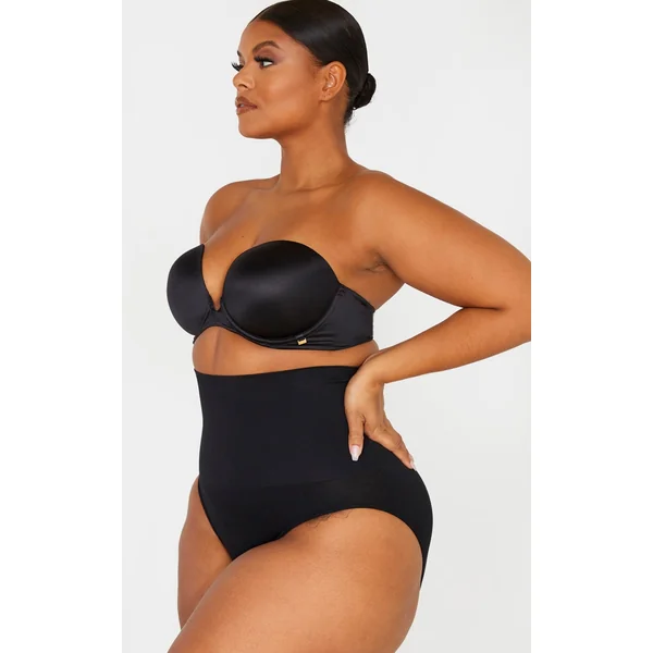 Plus Black Seamless High Waist Control Shapewear Brief