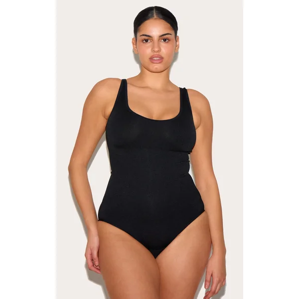 Plus Black Shapewear Elasticated Waist Bodysuit