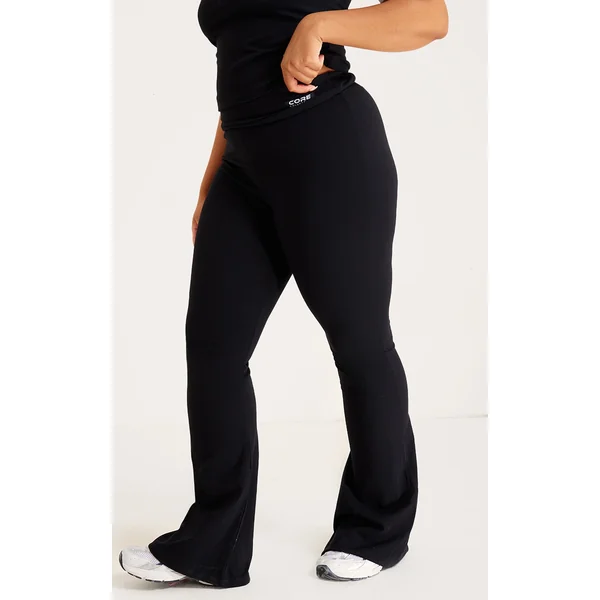 Plus Black Snatched Sculpt Foldover Pants