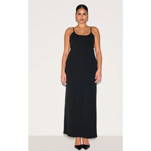 Plus Black Strappy Modal Maxi Dress
