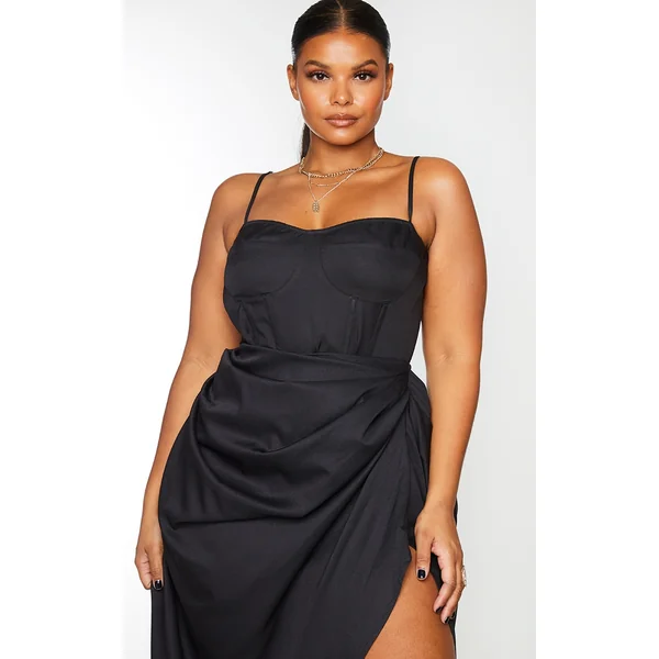 Plus Black Structure Corset Top