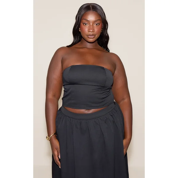 Plus Black Structured Stretch Woven Corset