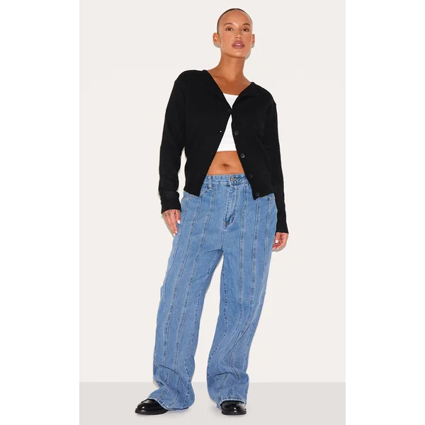 Plus Blue Seam Detail Straight Leg Jeans