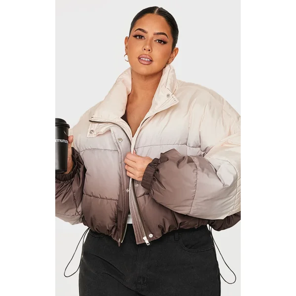 Plus Brown Ombre Puffer