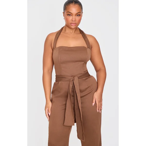 Plus Brown Scarf Detail Corset