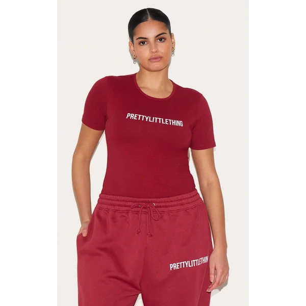 Plus Burgundy PrettyLittleThing Cap Sleeve Bodysuit