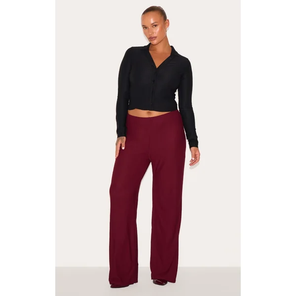 Plus Burgundy Soft Touch Straight Leg Pants