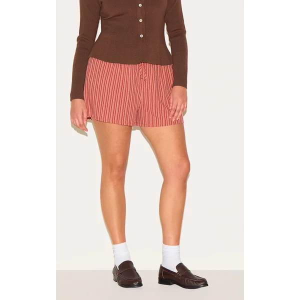 Plus Burnt Orange Pinstripe Cotton Floaty Shorts