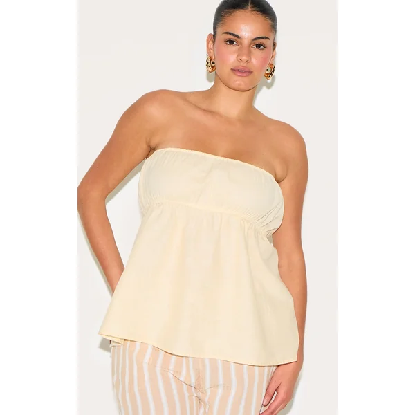 Plus Butter Cream Bandeau Peplum Top