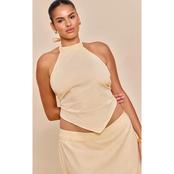 Plus Butter Cream Embroidered Halterneck Top