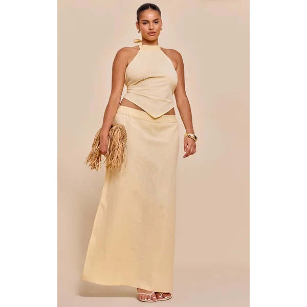 Plus Butter Cream Embroidered Maxi Skirt