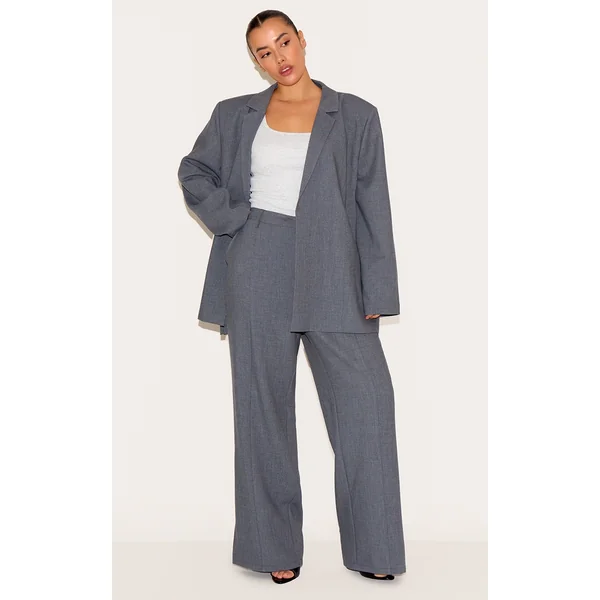 Plus Charcoal Wide Leg Split Hem Pants