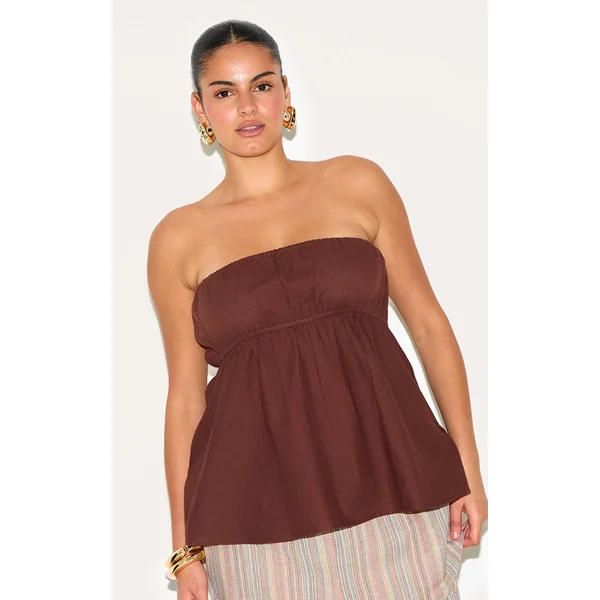 Plus Chocolate Bandeau Peplum Top