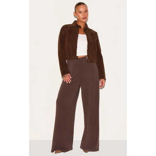 Plus Chocolate Modal Wide Leg High Waist Pants