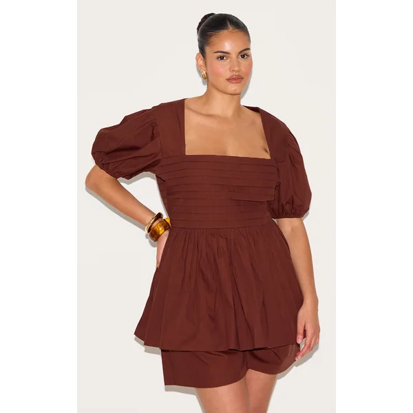 Plus Chocolate Puff Sleeve Top