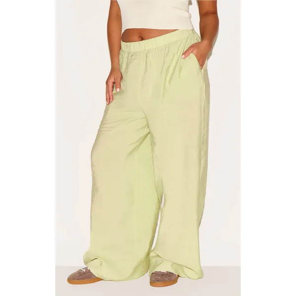 Plus Clay Peached Woven Elasticated Waist Straight Leg Pants