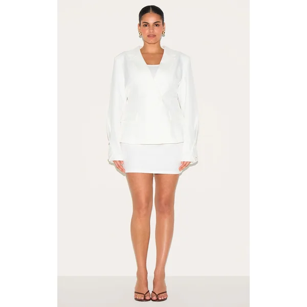 Plus Cream Boucle Mini Skirt