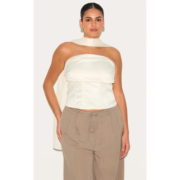 Plus Cream Ruched Corset