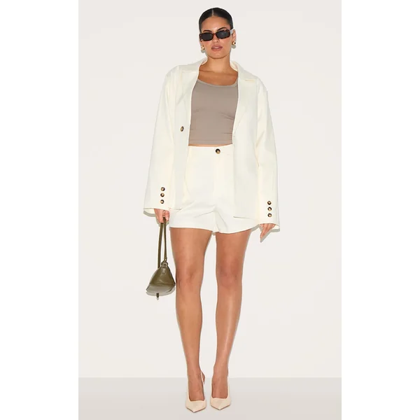 Plus Cream Woven Tailored Shorts