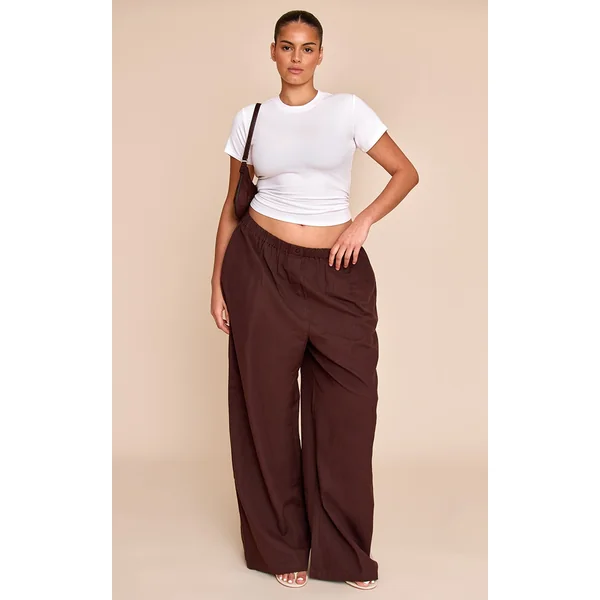 Plus Dark Brown Striped Slouchy Pants