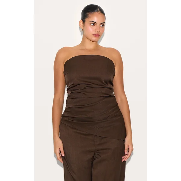 Plus Deep Chocolate Tailored Woven Top