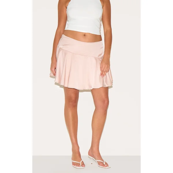 Plus Dusty Pink Satin Floaty A Line Mini Skirt