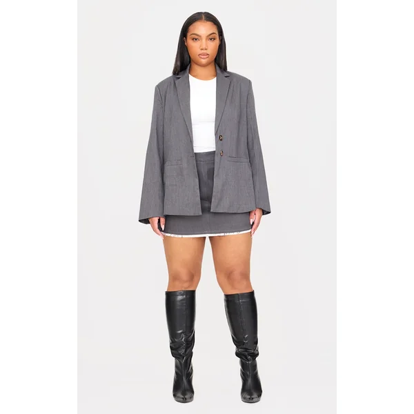 Plus Grey Oversized Structured Blazer