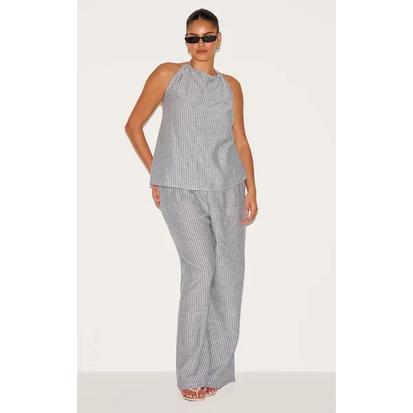 Plus Grey Striped Slouchy Pants