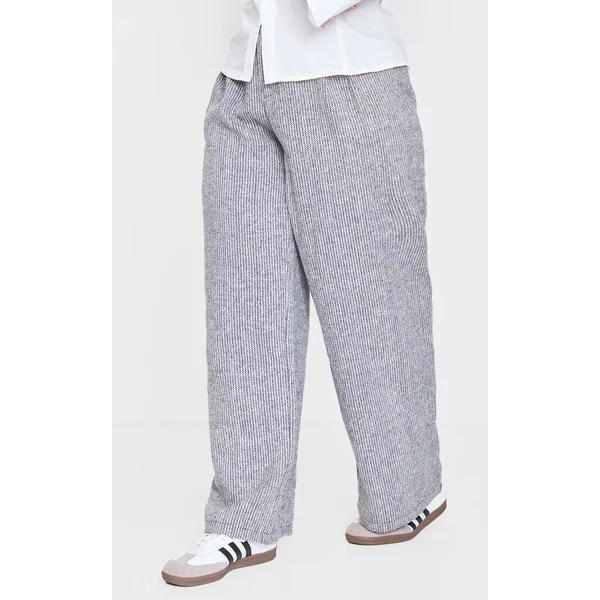 Plus Grey Tweed Low Rise Straight Leg Pants