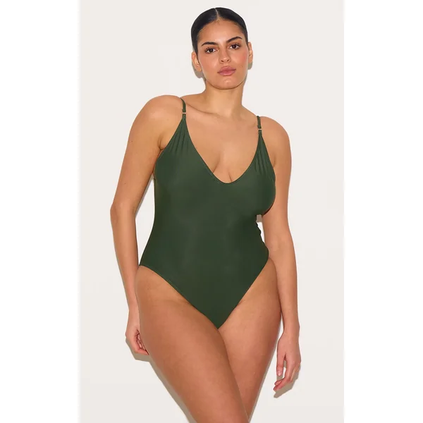 Plus Khaki Basic Low Scoop Swimsuit