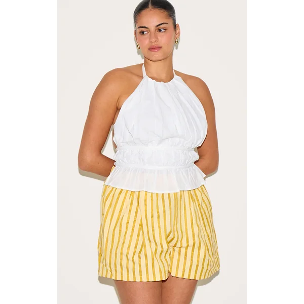 Plus Lemon Stripe Floaty Boxer Style Shorts