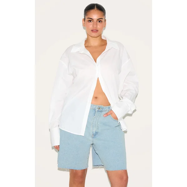 Plus Light Blue Wash Boyfriend Denim Short