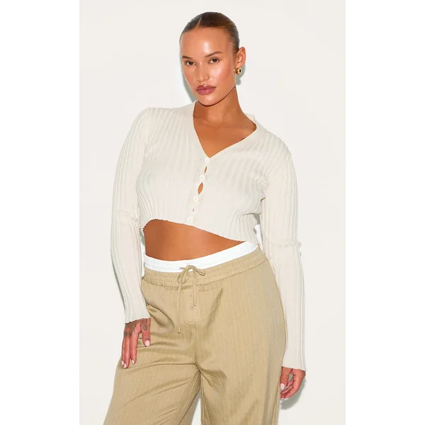 Plus Light Nude Sheer Knitted Cardigan