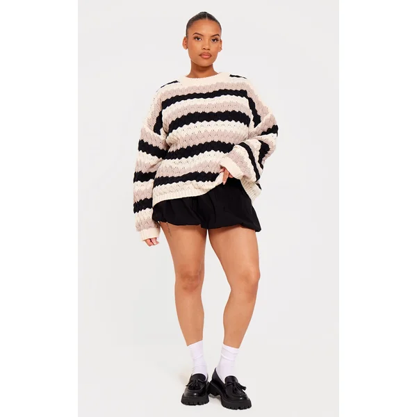 Plus Monochrome Bobble Knit Chunky Sweater