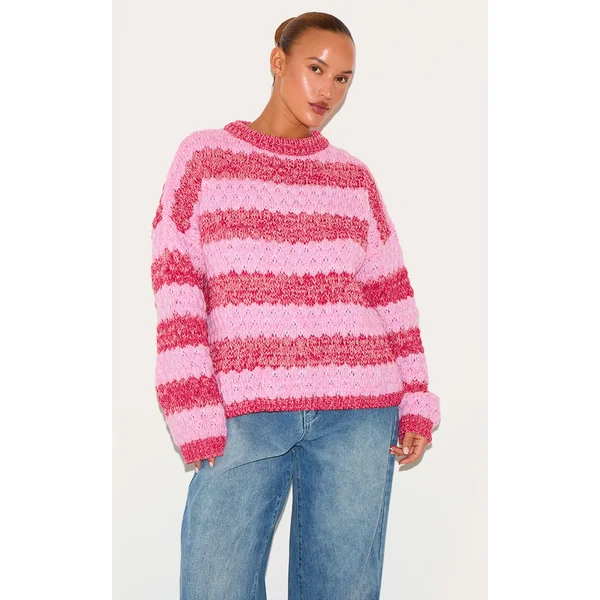 Plus Multi Bobble Knit Chunky Sweater