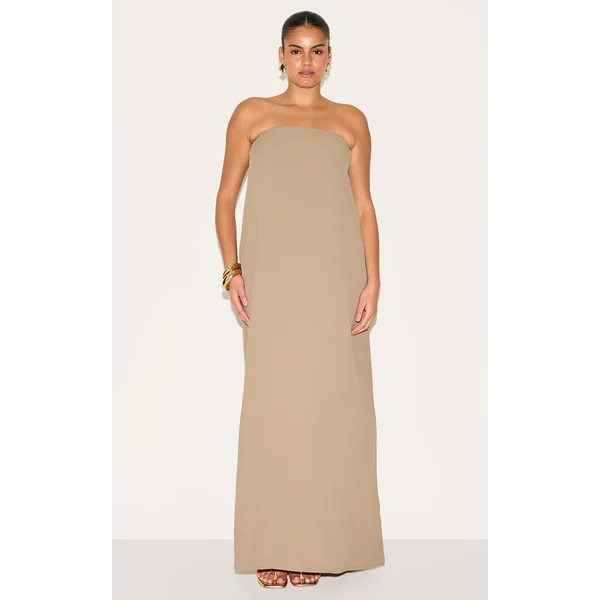 Plus Mushroom Floaty Woven Bandeau Maxi Dress