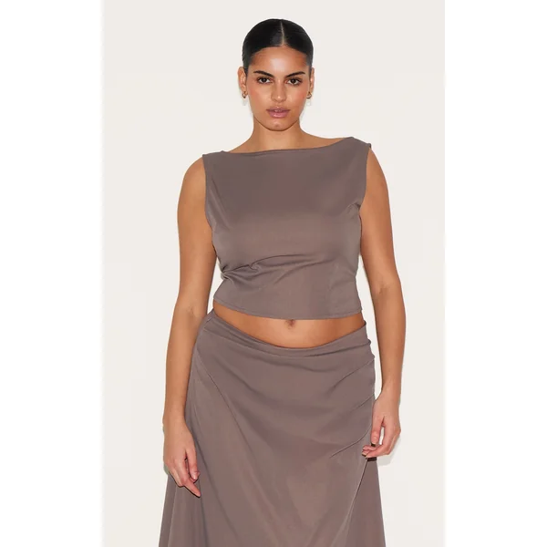 Plus Mushroom Scoop Back Crop Top