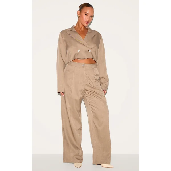 Plus Mushroom Tailored Woven Wide Leg Pants