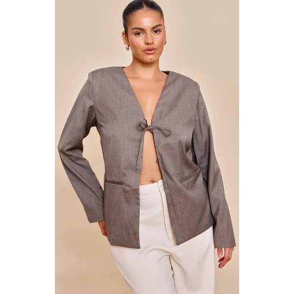 Plus Mushroom Tie Up Boxy Blazer