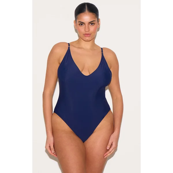 Plus Navy Basic Low Scoop Swimsuit