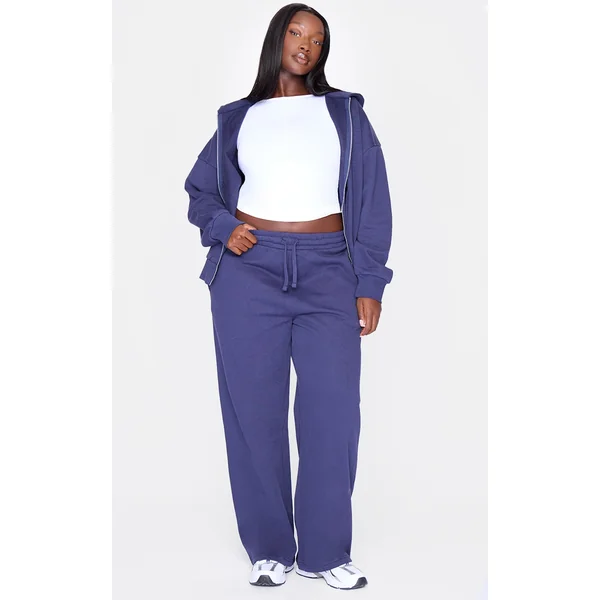 Plus Navy Premium Wide Leg Sweat Sweatpants
