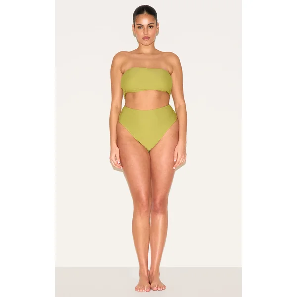 Plus Olive Basic High Waist Bikini Bottom