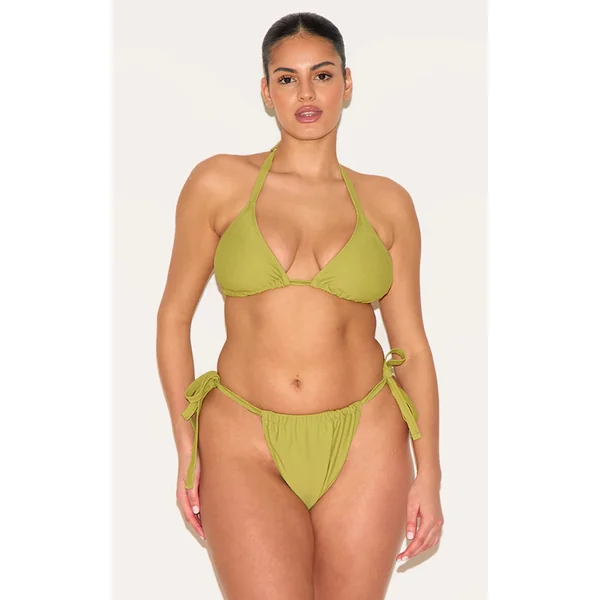 Plus Olive Basic Triangle Bikini Top
